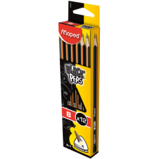 Карандаш графитовый BLACK PEPS B, без ластика, коробка с подвесом