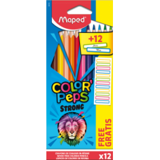 Олівці кольорові COLOR PEPS Classic, 12 кольорів + 12 наклейок