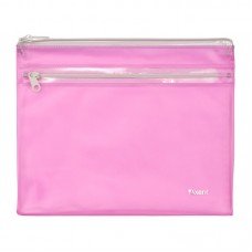 Папка-конверт на блискавці  А5, прозора, рожева
